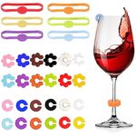 Emperoch 30 Pcs Wine Glass Charms Markers,Silicone Wine Glass Markers,Colorful Drink Markers, Wine Glass Decorations for Cocktails, Champagne, Martinis, Wine Glasses