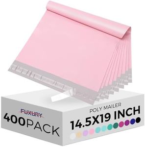 Fuxury Poly Mailers 14.5x19 Inch 400 Pack, Self Seal Large Shipping Bags for Clothes, Waterproof Mailing Envelopes, Tear-Resistant Packaging Bags for Small Business,Light Pink