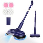 SUNSMAI Cordless Electric Mop with Dual Spin, Removable Battery, LED Lights & 300ml Spray Tank, 60-Min Runtime Floor Cleaner & Polisher for Hardwood and Tile, Quiet Waxing & Efficient Cleaning