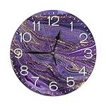Purple Marble Wall Clock for Living