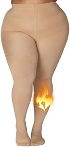 MERYLURE Oversized Plus Size Fleece Lined Tights, Opaque Warm Winter Thermal Pantyhose for Women,High Waisted Leggings, Nude, X-Large-XX-Large