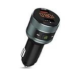 ZeaLife Bluetooth FM Transmitter, Bluetooth Car Adapter with QC 3.0 Fast Charging Port Hands Free Calling Car Charger and Music Player Kit Dual USB Ports Support USB Flash Drive for iPhone/Android