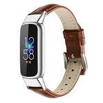 AISPORTS Compatible with Fitbit Luxe Strap Leather for Women Men, Soft Breathable Leather Sport Wristband Metal Classic Buckle Bracelet Replacement Strap for Fitbit Luxe Fitness and Wellness Tracker