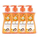 Santoor Classic Gentle Hand Wash 200ml, Pack of 4 with Natural Goodness of Sandalwood & Tulsi| Rich Lathering Formula With Anti-Bacterial Properties| Soft on Hands| Soothes & Hydrates Skin