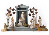 Willow Tree Nativity Deluxe Plus Metal Star Backdrops and Angel, 18-Piece Set