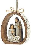 Burton & Burton 9728076 Birch Bark Ring Resin Holy Family Resin Ornament, Each, Multicolor