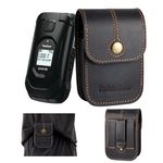 TarbicGear Slim Flip Phone Holster, Belt Clip Magnetic Case for Alcatel Go Flip, Sonim XP3 Plus, Kyocera DuraXV, Cat S22 Flip, TCL Flip, Nokia Flip Phone Real Leather Pouch, Black