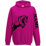 Personalised Equestrian Hoodie Horse Riding Hoody for Girls (Kids - 9-11 Years, Bright Pink)