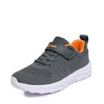 DREAM PAIRS Boys Girls Running Walking Tennis Shoes Casual Athletic Sneakers,Size 1 Little Kid,GREY/ORANGE,KD18001K