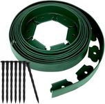 Fox & Fern Landsccape Edging/Garden Fence/Garden Border/Flower Bed Edge/Tree Surrounding | No Digging Edge with Anchoring Spikes/Nails (10 CM HT, Green) GE10CMGN