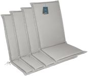 LILENO HOME Garden Chair Cushions [Set of 4 - High-Back] in Grey - Comfortable Loungers as Seat Cushions for Garden Furniture - Chair Cushions for Garden Chairs and Folding Chairs MIA