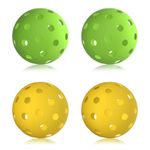 MoKo 4PCS Outdoor Pickleball Balls 40 Small Precisely Drilled Holes, Durable and Consistent Bounce Outdoor Pickleball Balls for Outdoor Courts Recreational & Club Play, Yellow+Green