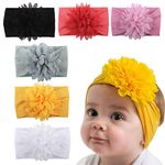 LERTREE 6 PACK Baby Girl's Headbands with Chiffon FLowers Soft Headwraps Caps Infant Head Bands