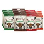 Biltong Taste Box, four flavours, Original, Smoky BBQ, Piri Piri & Garlic, Tasty High Protein, Low Fat, Gluten & Nitrate Free, Savoury Snack. (30g x 12, All four flavours)