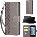 for iPhone 6 / 6S Case, Embossed Premium PU Leather Folio Flip Notebook Wallet Cover Compatible with iPhone 6 / 6S Phone Case [Magnet Closure][Kickstand][Card Slots], Gray