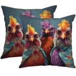 Tucocoo Rustic Chickens Throw Pillow Covers Decorative 18x18 inch Set of 2 Funny Farm Animals Pillow Cases Modern Square Pillowcases Cool Rooster Cushion Case for Sofa Bed Car Living Room Decoration