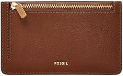 Fossil Women's Logan Leather Wallet Slim Minimalist Zip Card Case with Keychain, Brown (Model: SL7925200)