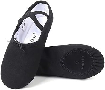 OLORA Women's Ballet Shoes Canvas Dance Adjustable Slippers Yoga Practice Shoes for Kids/Girls/Adults Black US 11