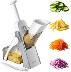 SUPMAKIN Safest Mandoline Vegetable Slicer/Chopper, Potato Chip Cutter, Multifunctional Veg Chopper with 4 Cutting Modes to Slice, Dice, Chop, Julienne, Best Kitchen Gadgets Gray
