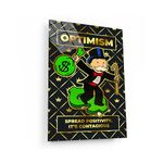 Optimism Poster | Alec Monopoly Canvas | Gold Rich Luxury Motivation | Gold and Black Office Decorations | Wall Art | Alec Limited Edition | 40x60-1.5 depth