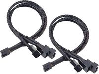 tunghey 2Pack 1 to 3 Way PC Fan Splitter Cable, 4pin PWM Fan Splitter, Sleeved Braided Adapter Computer PC Fan Extension Cable Converter for Computer, 4 pin Fan Splitter 27CM (1to3)