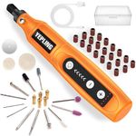 YEPLING Cordless Rotary Tool, 3.7V Li-ion Electric DIY Mini Grinder Kit with Front LED Work Light, 5 Variable Speed, 42pcs Accessories USB Charging Multi-Tool Perfect for Nail Polishing and Light Duty