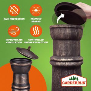 GARDEBRUK Cast Iron Patio Heater – Fire Guard, Poker & Cover, 112cm, Black