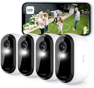 Arlo Essential 2 Telecamera WiFi Esterno Senza Fili, HD, Telecamera WiFi Interno, Sirena Allarme Casa, Sensore Di Movimento, Visione Notturna A Colori, Prova Inclusa Arlo Secure, 4 Telecamere, Bianche