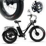 WJSHIPFOR Newly Upgraded 24'' Fat Tire Adult Tricycle (7-Speed) Low-Step Through Frame/Large Basket/Adjustable Wider Seat, Adult Cruiser Bikes with LCD Display and Headlight (Black)