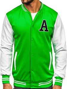 BOLF Hombre Chaqueta béisbol de Entretiempo Cierre de Botones Cazadora Bomber Ropa de Abrigo Plumas Jacket Outdoor Básico Estilo Deportivo 8B1157 Verde L [4D4]