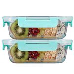 Allo Foodsafe Glass Containers With Lids With Break Free Lock,Oven Microwave Safe Containers,Borosilicate Meal Prep Glass Food Storage Containers For Kitchen,Leak Proof,Set Of 2,640Ml - Transparent