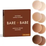 Bare Babe Silicone Non-Adhesive Nipple Covers for Women Reusable No Show | Breast Covers for Strapless Dress | Reusable Nipple Pasties | Not Sticky (Cocoa, X-Large)