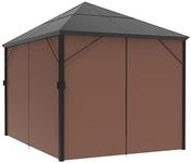 Sunshine Outdoor Privacy Gazebo Curtains, Replacement Universal Curtain Sidewalls 4-Panels with Zipper Set, for Patio, Garden, Yard (Only Curtains) (12'x12',Brown)