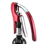 Best Utensils Professional Zinc Alloy Power Wine Opener Corkscrew Built-in Foil Cutter Premium Vertical Lever Corkscrew Waiter Wine Opener Kit Bottle Opener, Red