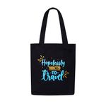 DOODLE Eco-Friendly Reusable Cotton Canvas Tote Bag with Outer & Inner Zip Pocket |Travel, Shopping, College & Office Bag (Travel Addiction)