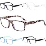 Henotin 5-Pack Reading Glasses Blue Light Blocking,Spring Hinge Readers for Women Men,Anti Glare UV Ray Filter Eyeglasses (Mix Color, 0.75)