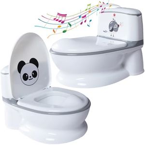 Orinal realista con ruido de descarga, entrenamiento para ir al baño para niños y niñas, estable, cómodo, bandeja extraíble. Ideal para el primer aseo. (gris)