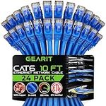 GearIT 24-Pack, Cat 6 Ethernet Cable Cat6 Snagless Patch 10 Feet - Snagless RJ45 Computer LAN Network Cord, Blue - Compatible with 24 48 Port Switch POE Rackmount 24port Gigabit