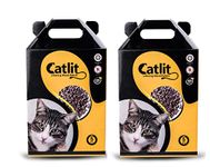 Catlit Natural Organic Pine Wood Cat Litter - 5kg Pack of 2 | Natural Biodegradable | Low Dust for Multiple Cats | Anti-Bacterial Litter for Cats | Chemical Free Ultra Absorption Litter for Cats |