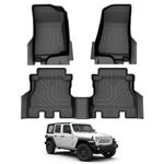 Cacartist Floor Mats Custom Fit for Jeep Wrangler JL Unlimited 4-Door Models 2018-2024 2025 (Not for 2-Door, JK or 4XE) for Wrangler JL Accessories TPE 3D All Weather 1st & 2nd Row Floor Liners