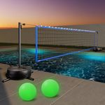 Haokelball Pool Volleyball Net Set 15ft-32ft Length Adjustable Poolside Volleyball Net for Pool with 2 Volleyballs and Pump Easy Setup Pool Volleyball Game with Weighted Base and Carry Bag