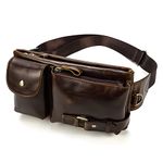 Leather Fanny Pack for Men Women-Genuine Waist Bag for Daily Hiking Travel Running Hip Bum Belt Pack Purse Wallet Cell Phone Pouch, Coffee