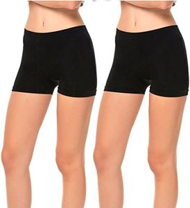 Gilbins 2 Pack Women's Seamless Stretch Yoga Exercise Shorts Black One Size(S-XL)