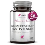 Womens Multivitamins & Minerals - 28 Essential Vitamins & Minerals with Added Hyaluronic Acid - 180 Vegan Tablets - No Synthetic Fillers or Binders - Made in The UK - Nu U Nutrition