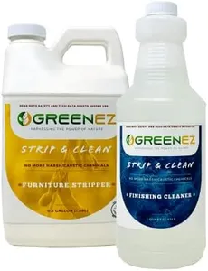 GREENEZ Strip & Clean Furniture Stripping Kit | Removes Multiple Paint Layers | Varnish & Epoxy Remover | Wood Paint Stripper | Melts Coatings | Soy-Based Formula | Includes Residue Removal Spray