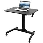 VIVO Mobile 81cm Pneumatic Sit to Stand Laptop Desk, Rolling Presentation Cart, Height Adjustable Ergonomic Workstation with Locking Wheels, Black, CART-V07B