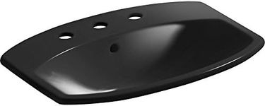 KOHLER K-2351-8-7 Cimarron Self-Rimming Bathroom Sink, Black Black