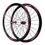 Zyy 700C Road Bike Wheels Aluminum Alloy Wheels C/V Brake Clincher 40mm Rim Sealed Bearing Wheelset Quick Release Flat Spokes fit 7 8 9 10 11 12 Speed Cassette (Color : Red)