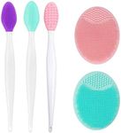 3PCS Silicone Exfoliating Lip Brush 2 in 1 Double-Sided Soft Silicone Lip Brush & and 2PCS Silicone Facial Cleaning Brushes Pad for Smoother and Fuller Lip Appearance Cleanning Blackhead