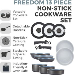Tower Freedom 13-Piece Cookware Set – Non-Stick Pots and Pans